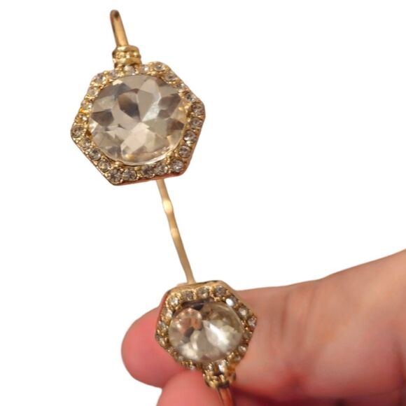 Sparkling Crystal Open Top Cuff Bangle - Picture 12 of 15